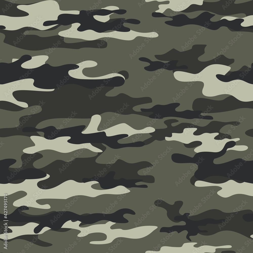 Fototapeta premium Camouflage seamless vector pattern, military texture for printing. Illustration
