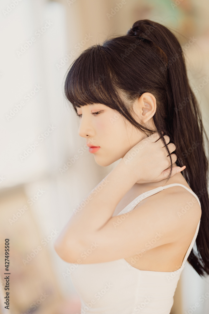 Headshot portrait of young asian woman sexy girl with long hair using as background cosmetics woman makeup fashion people model Headshot portrait of young asian woman sexy girl with long hair using as background cosmetics woman makeup fashion people model