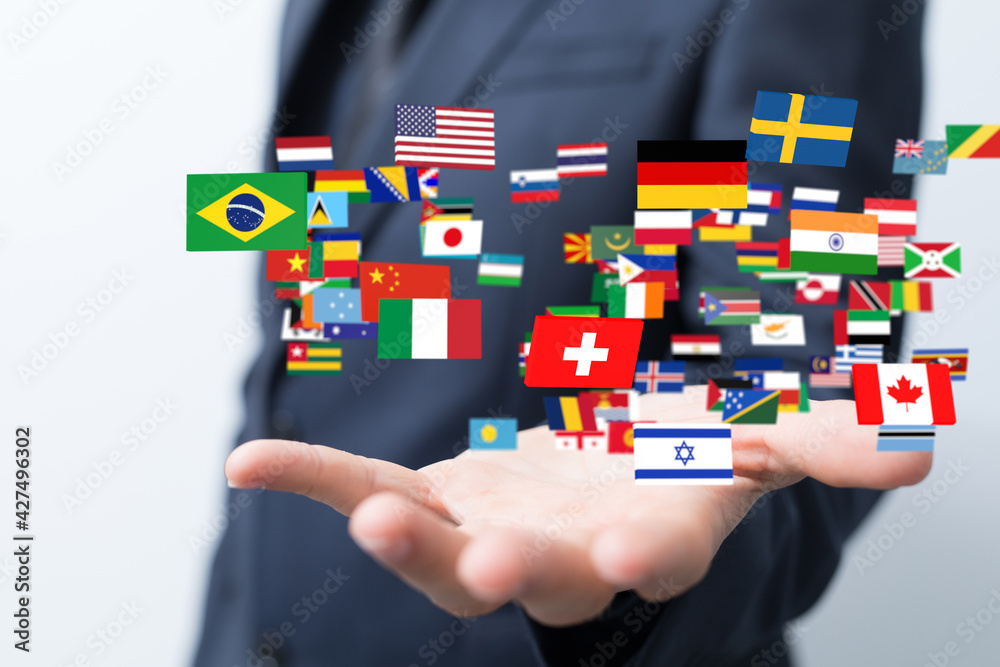 World map with all states and their flags,3d render. World map with all states and their flags,3d render.