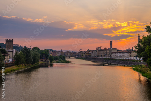 Sunset over old Florence city, Italy