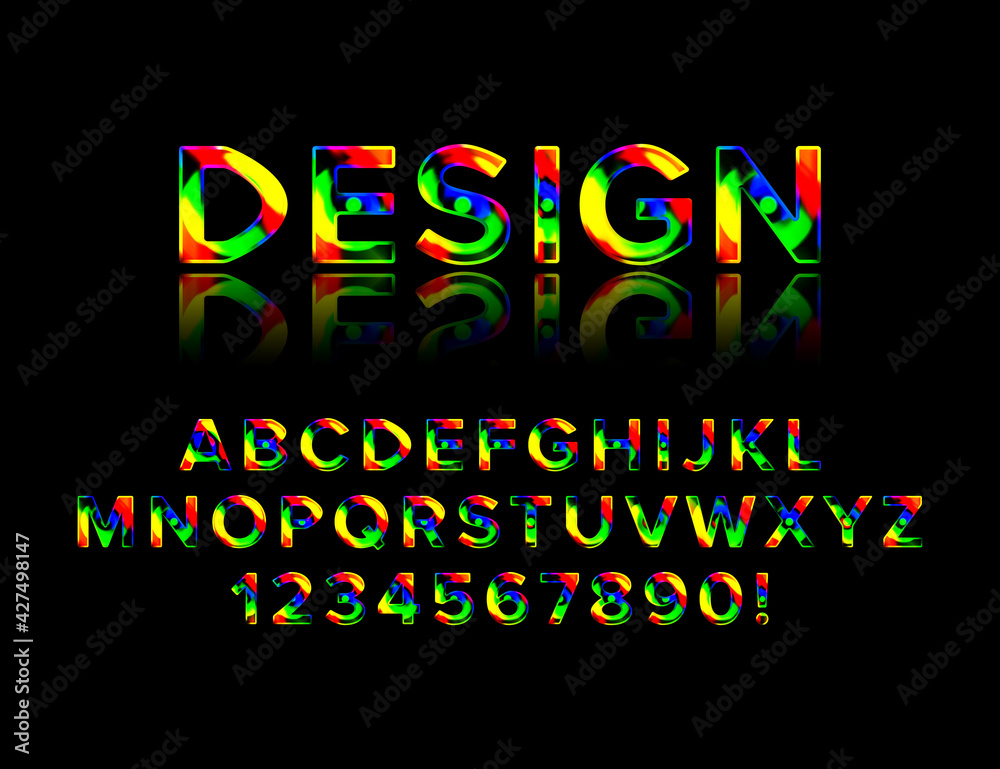 Geometric font with shadow