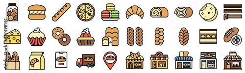 Bakery and baking related filled icon set 5