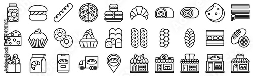 Bakery and baking related line icon set 5