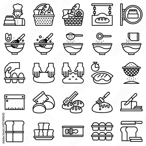 Bakery and baking related line icon set 2