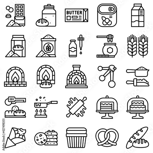 Bakery and baking related line icon set 3