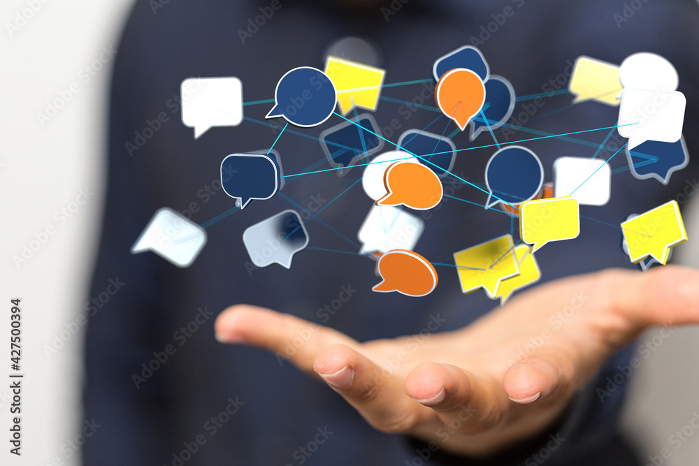 touching messaging and chatting icon. Chat concept touching messaging and chatting icon. Chat concept
