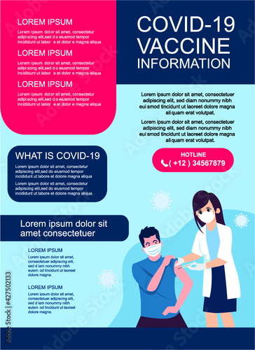 It's time to get coronavirus COVID vaccinated. Modern flat web design concept. Doctor Put Injection to Patients. coronavirus vaccine information