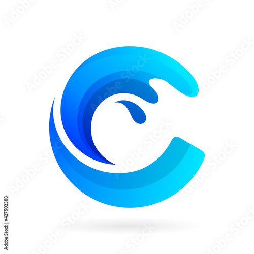 water logo letter c vector