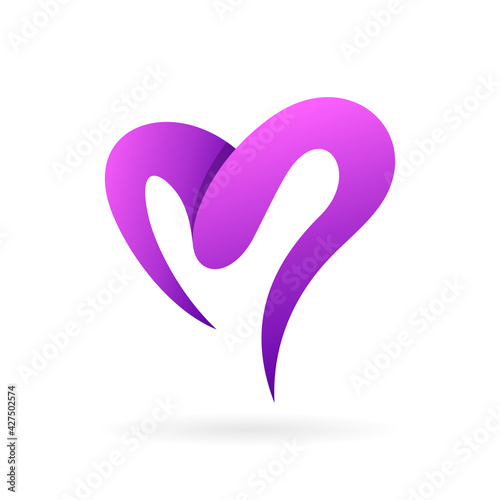 letter m love logo vector