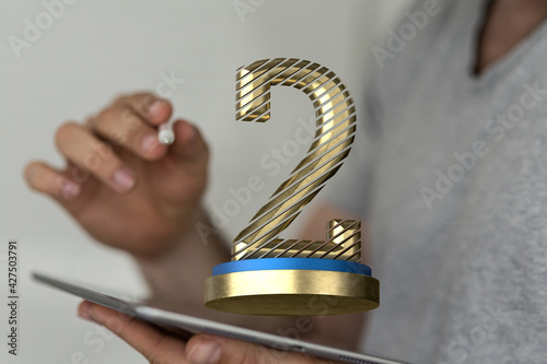 2 ceremony award in hand 3d