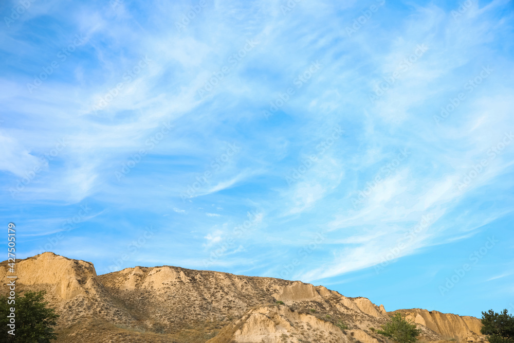 Beautiful blue sky and hill on cloudy day Beautiful blue sky and hill on cloudy day