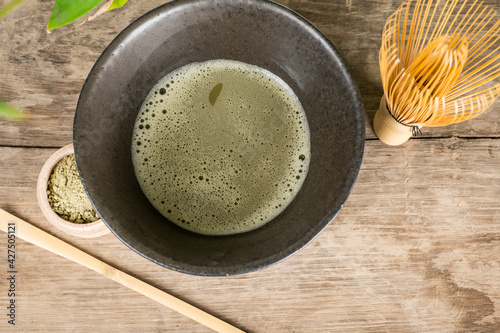 tea ceremony and Japanese matcha powder tea photo