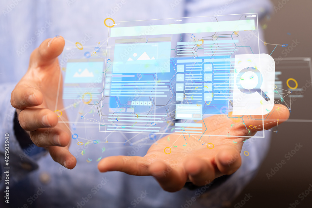 Interface web application in hand Interface web application in hand