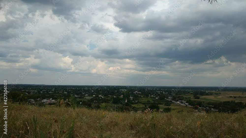 Timelapse view of the clouds and landscape from the mountain 