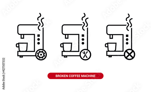 Vector image. Icon of a broken coffee machine.