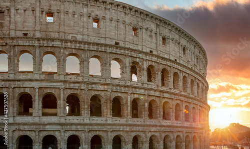 Rome, Italy. The Colosseum or Coliseum at sunset