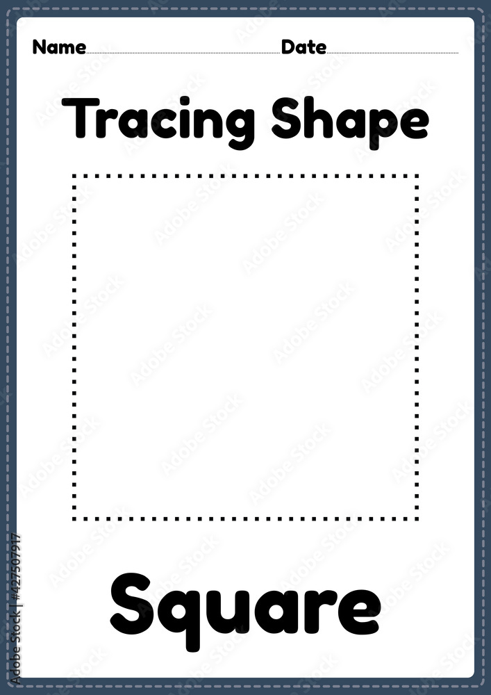 Tracing square shapes worksheet for kindergarten and preschool kids for educational activities in a printable illustration