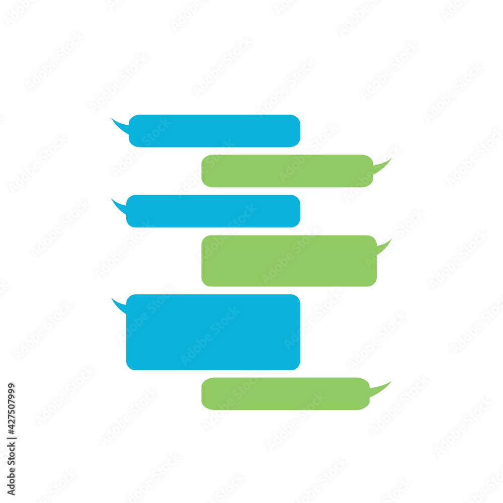 Set of message bubbles chat boxes green and blue color on white background, vector illustration. Set of message bubbles chat boxes green and blue color on white background, vector illustration.