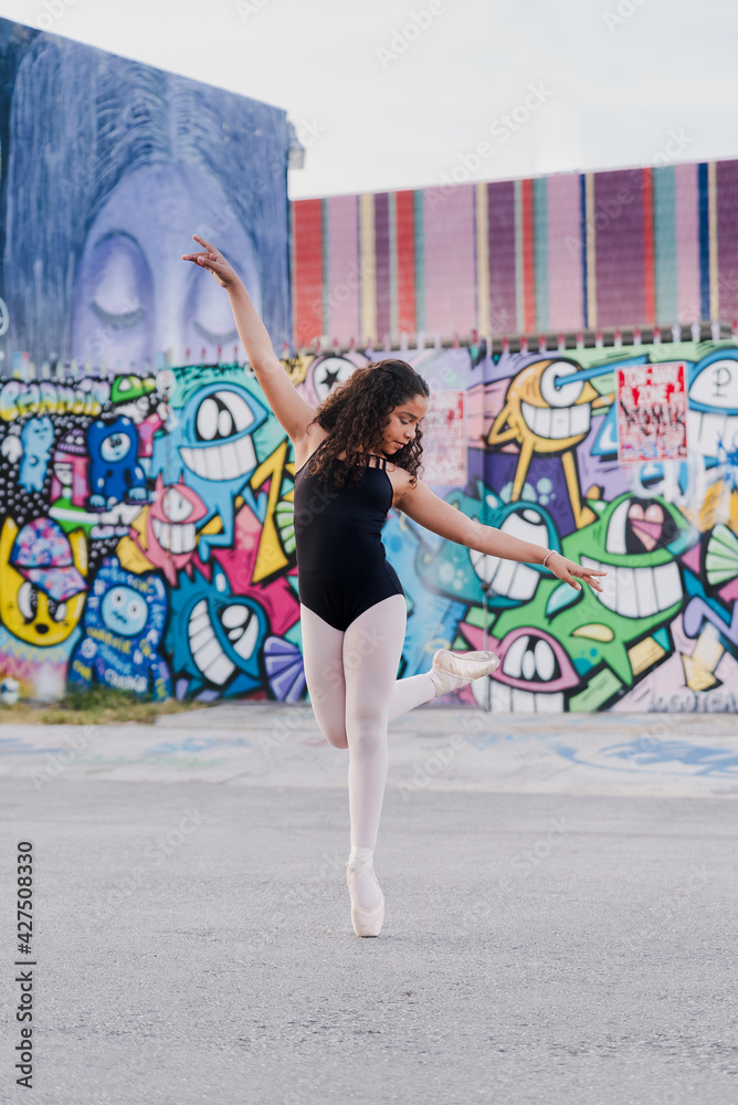 Young Girl Ballet Dancer in Urban Street Wynwood Florida