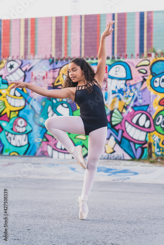 Young Girl Ballet Dancer in Urban Street Wynwood Florida