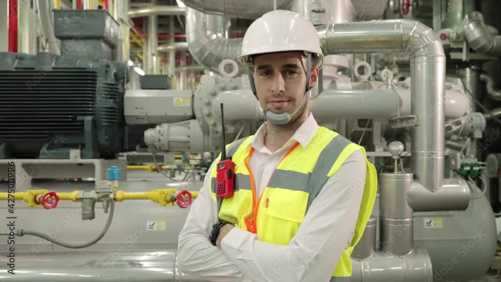 Face portrait of Caucasian engineer manager man looking at camera with confident smile and Crossed arms and believe of company service quality at Boiler room
Face portrait of Caucasian engineer manager man looking at camera with confident smile and Crossed arms and believe of company service quality at Boiler room