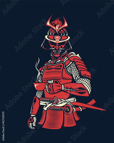 Samurai tomando café