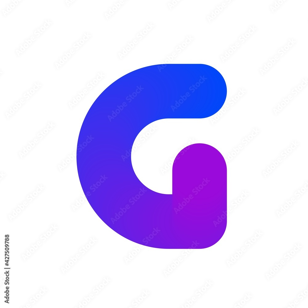 Initial G letter logo design. Gradient twisted ribbon for logotype, title, header, company name. Vector illustration Initial G letter logo design. Gradient twisted ribbon for logotype, title, header, company name. Vector illustration