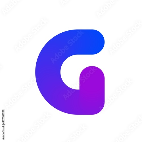Initial G letter logo design. Gradient twisted ribbon for logotype, title, header, company name. Vector illustration