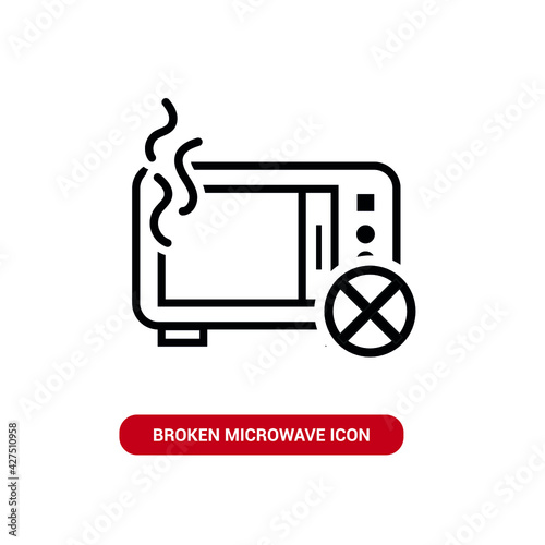 Vector image. Icon of a broken microwave.
