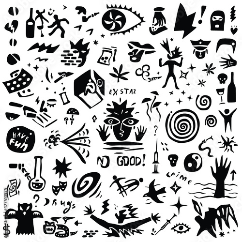 Drugs ,crime doodles