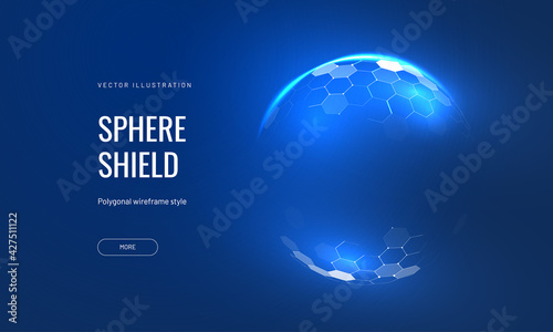 Obraz na płótnie Dome shield geometric vector illustration on a blue background