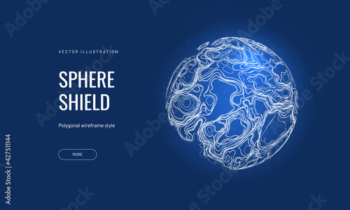 Sphere in the form of lines in futuristic style. Abstract topographic vector illustration