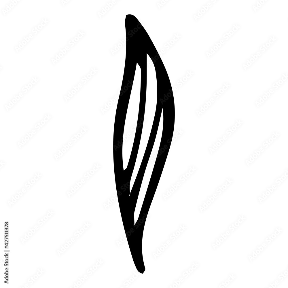 Thin leaf icon, hand drawn and outline style Thin leaf icon, hand drawn and outline style