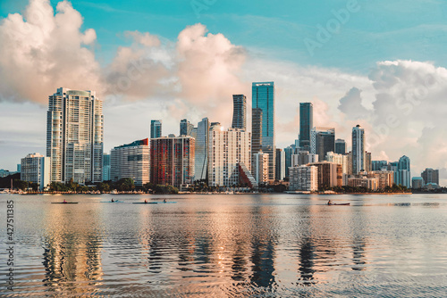 country skyline at sunset Miami Florida usa clouds sky reflections beautiful place cute 