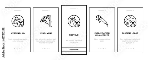 Laser Therapy Service Onboarding Mobile App Page Screen Vector. Laser Removal Of Vascular Pathologies And Hair, Acne Treatment And Photorejuvenation Illustrations