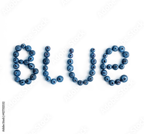 word blue of the blue blueberries isolated