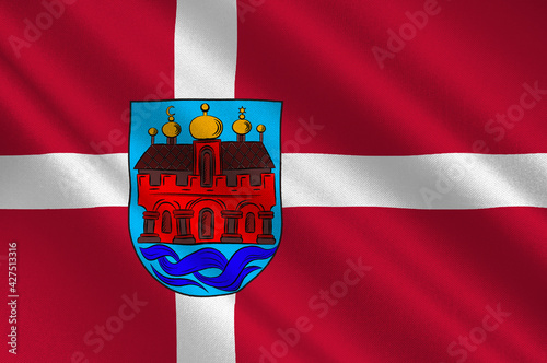 Flag of Aalborg in North Jutland Region of Denmark photo