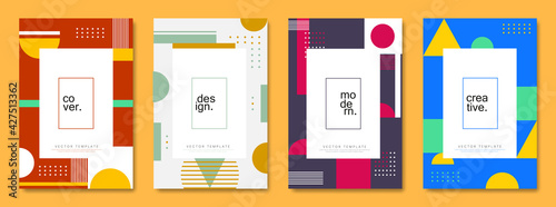 Set of cover and poster design template. Trendy abstract geometric shape for banners, business promotion, event, flyer and page layout design.