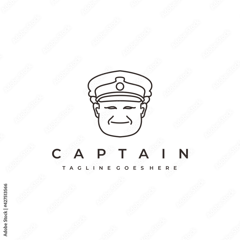 Sailor, Line art ship captain logo design vector Sailor, Line art ship captain logo design vector