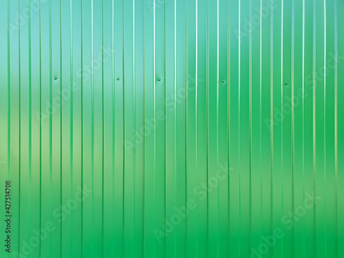 Green metal sheet profile surface  texture. Top view