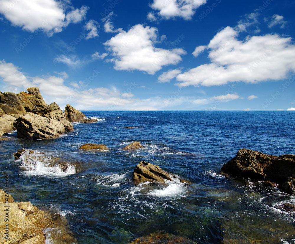  the blue sea and rocks