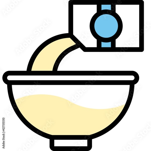 Pouring milk icon, Bakery and baking related vector