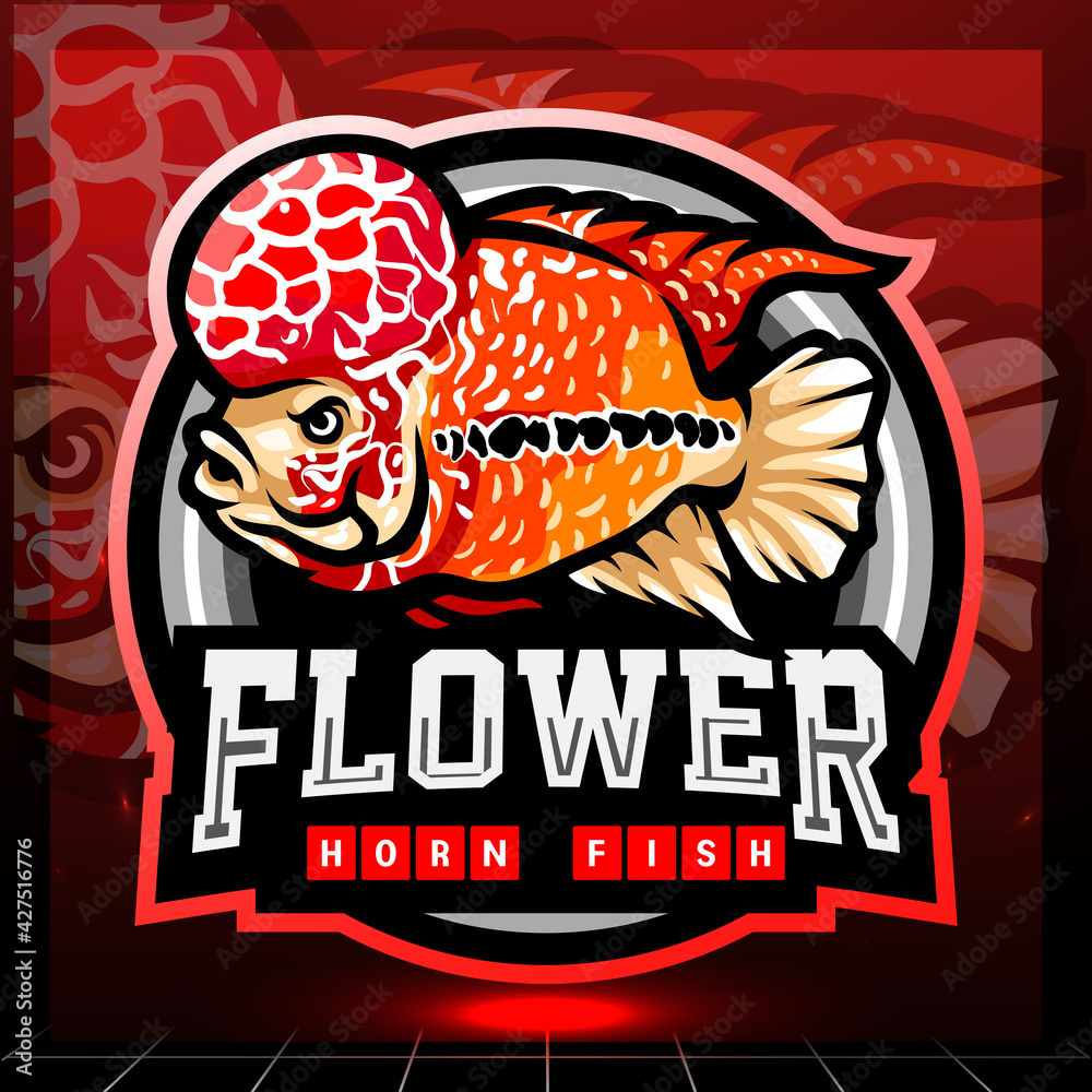 Obraz premium Flower horn fish mascot. esport logo design