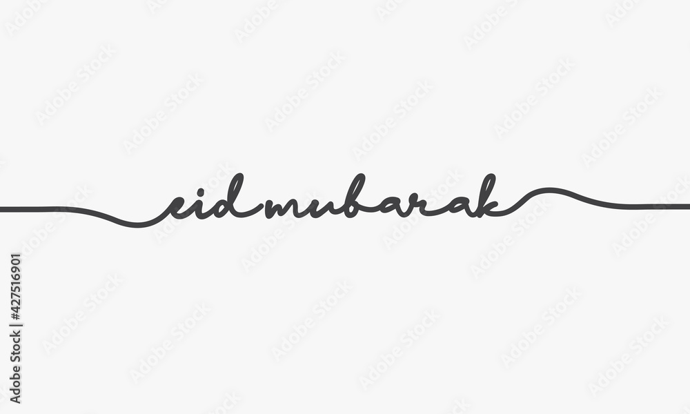 Handwritten word Eid Mubarak design vector.