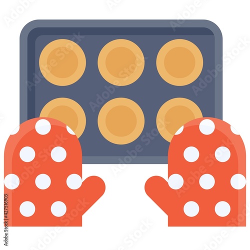 Oven glove icon, Bakery and baking related vector