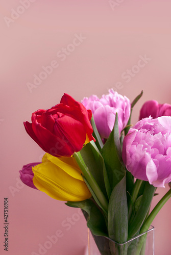 Spring tulip flowers in vase. Mother day © shephotos