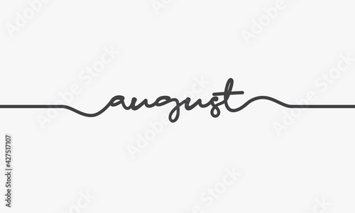 august handwritten word vector design on white background.