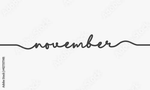 november handwritten word vector design on white background.