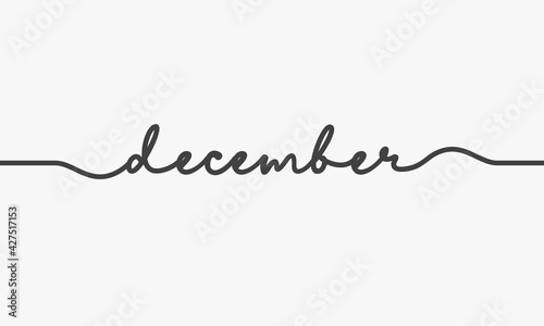 december handwritten word vector design on white background.