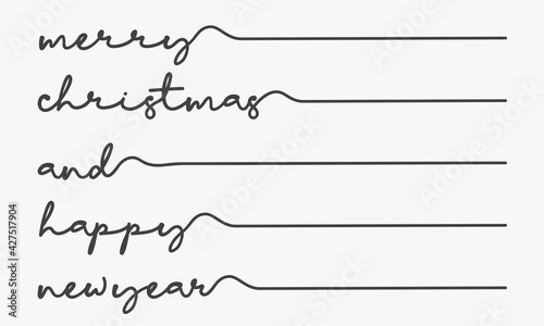 handwritten word merry christmas and happy new year. design template.